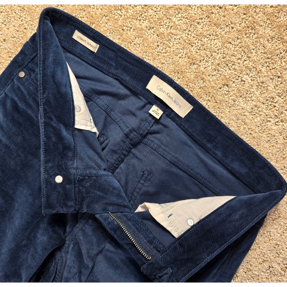 Calvin Klein Jeans Womens 8 Ultimate Skinny Corduroy Pants Navy Blue Stretch